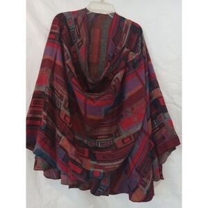 Womens Abstract Geometric Print  100% Cashmere Wrap Shawl Scarf Red Multi Color